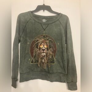 The mountain Rasta jahman lion wide neck sweatshirt/longsleeve tie-dye small (s)